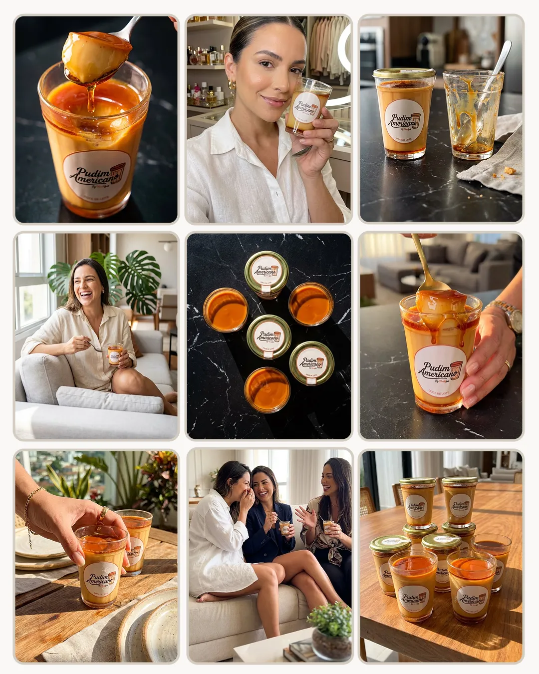 9 fotos geradas do pudim